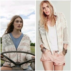 Free People Star Spangled American Flag Hoodie Zip Up Sweater